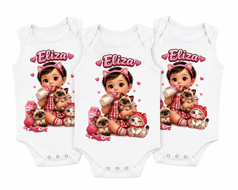 Personalised Baby Vest Gift Set (Pack of 3) | Custom Photo to Character | Any Name | Unique Baby Gift